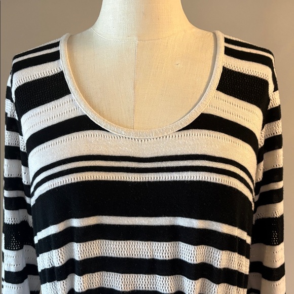 Motherhood maternity white black striped knit sweater lightweight draw string XL - Picture 3 of 10